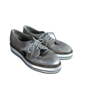Summit By White Mountain Brody Leather Oxford Shoes Womens 40 Metallic Italy